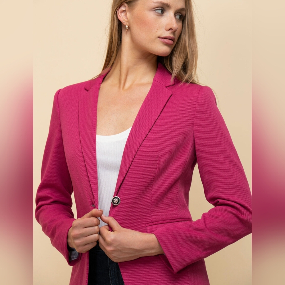 JULES & LEOPOLD* notch collar long sleeve 1 button close crop blazer jacket sz S
